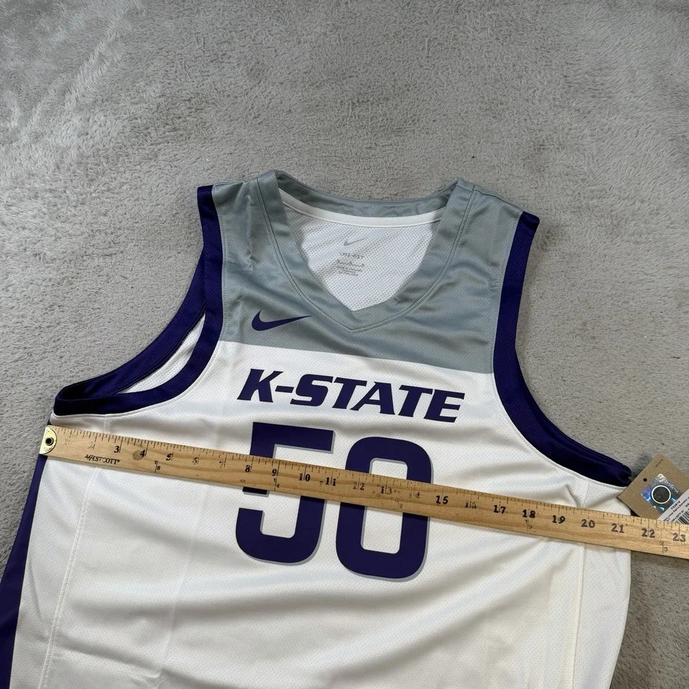 Nike Kansas State Wildcats Jersey Mens Medium White Basketball Dri-Fit #50